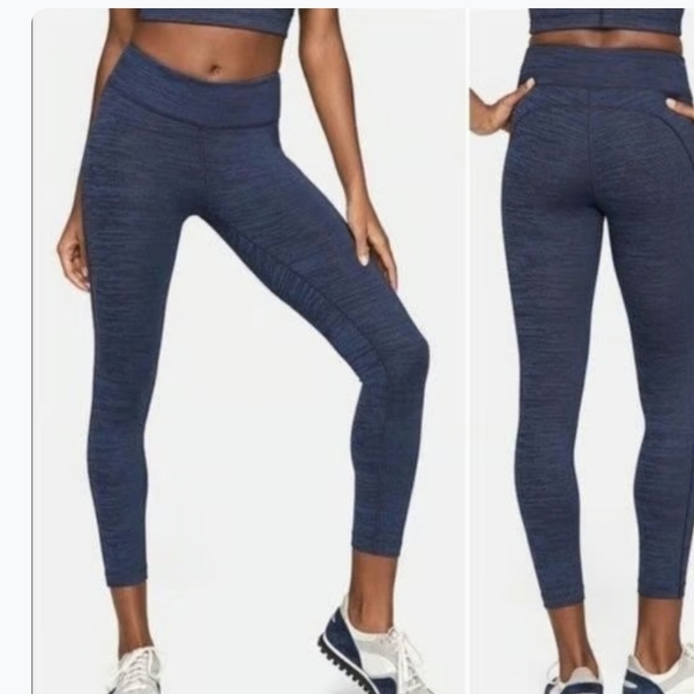 Outdoor Voices TeckSweat Core 22" Leggings In Heathered Navy